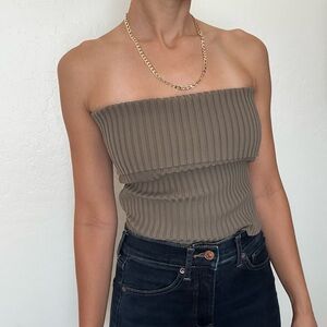 Forever 21 Ribbed Strapless Brown Camisole